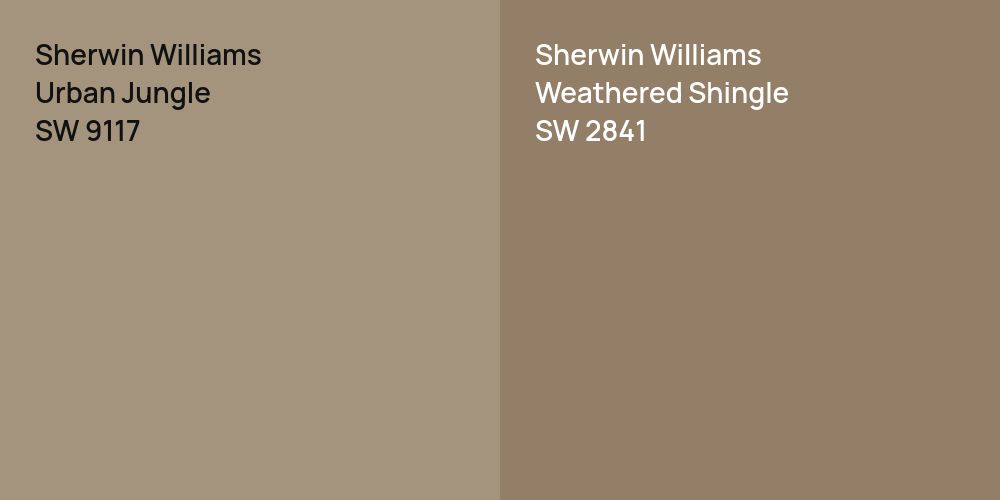 Sherwin Williams Urban Jungle vs. Sherwin Williams Weathered Shingle