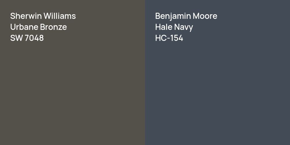 Sherwin Williams Urbane Bronze vs. Benjamin Moore Hale Navy