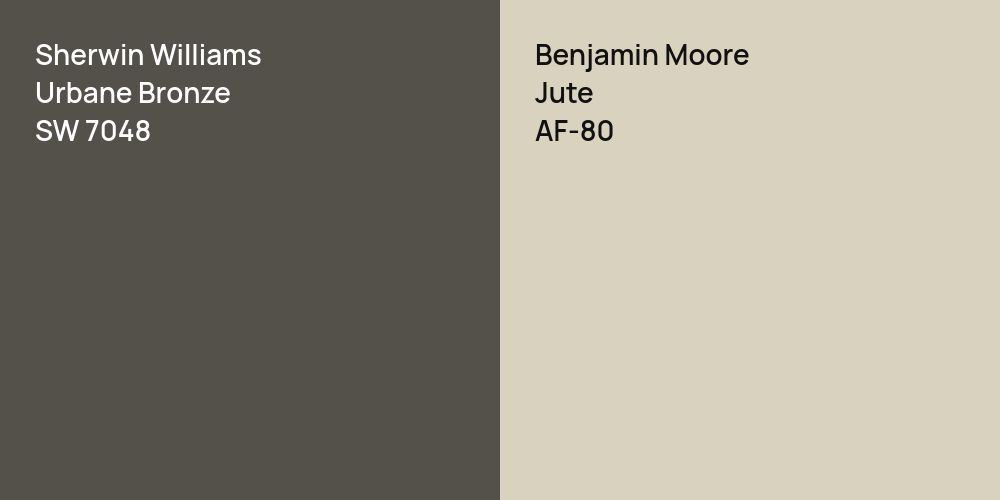 Sherwin Williams Urbane Bronze vs. Benjamin Moore Jute