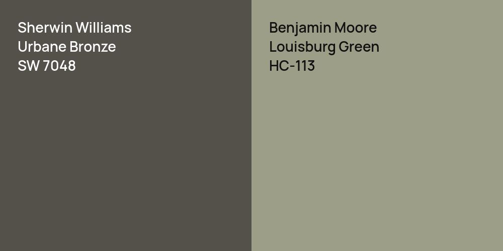 Sherwin Williams Urbane Bronze vs. Benjamin Moore Louisburg Green