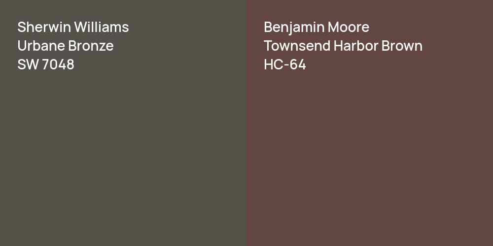 Sherwin Williams Urbane Bronze vs. Benjamin Moore Townsend Harbor Brown