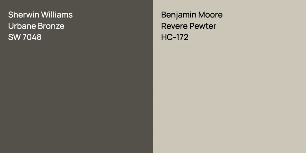 Sherwin Williams Urbane Bronze vs. Benjamin Moore Revere Pewter