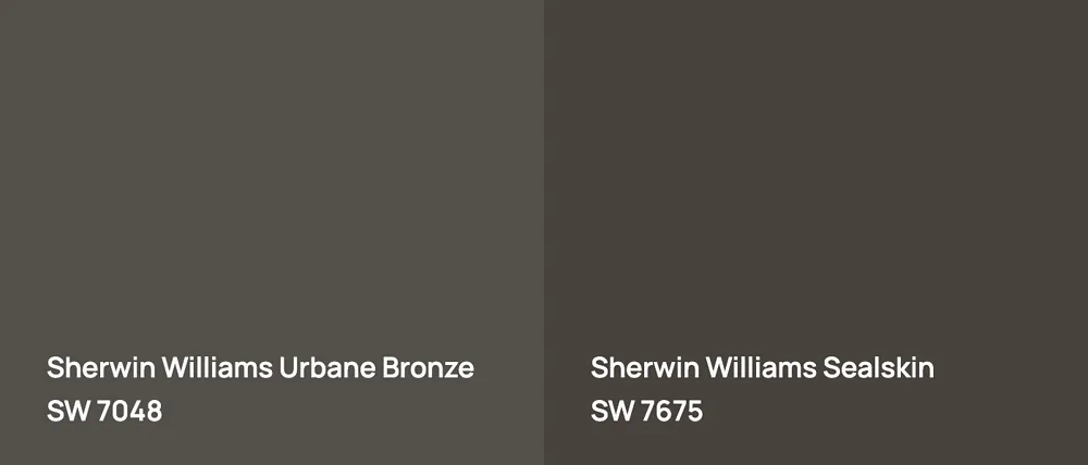Sherwin Williams Urbane Bronze SW 7048 vs Sherwin Williams Sealskin SW 7675
