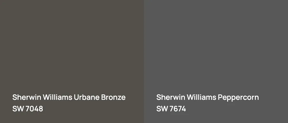 Sherwin Williams Urbane Bronze SW 7048 vs Sherwin Williams Peppercorn SW 7674