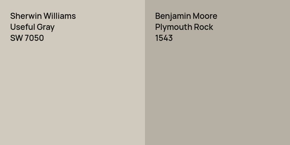 Sherwin Williams Useful Gray vs. Benjamin Moore Plymouth Rock