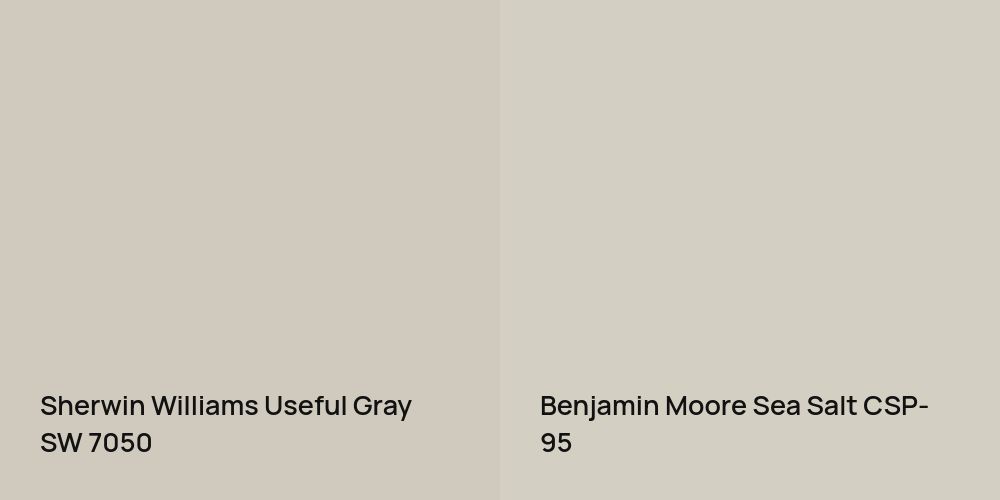 Sherwin Williams Useful Gray vs. Benjamin Moore Sea Salt