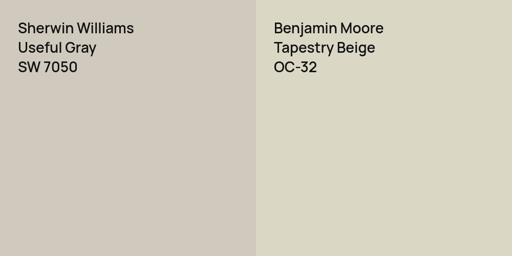 Sherwin Williams Useful Gray vs. Benjamin Moore Tapestry Beige