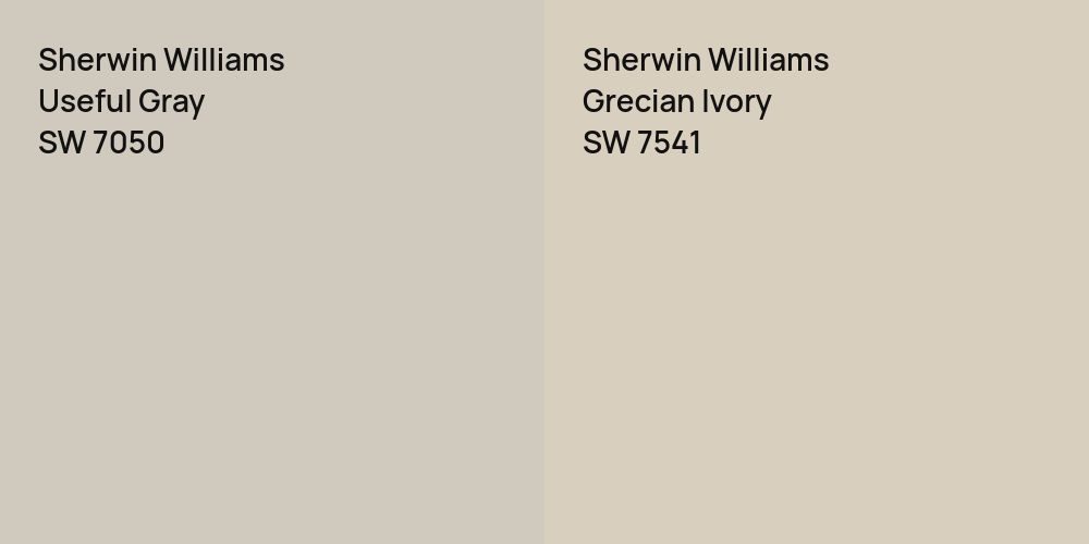 Sherwin Williams Useful Gray vs. Sherwin Williams Grecian Ivory