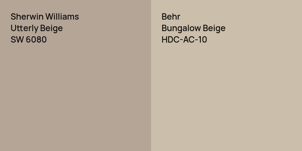 Sherwin Williams Utterly Beige vs. Behr Bungalow Beige