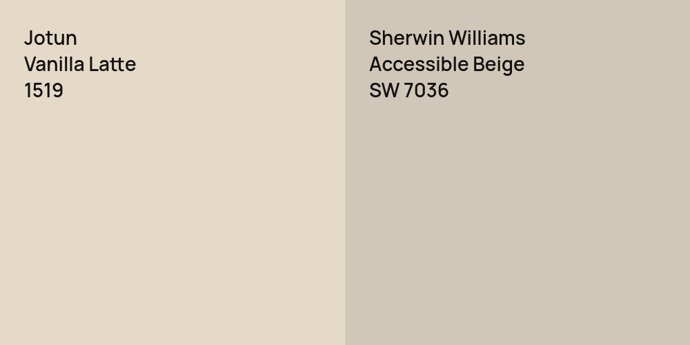 Jotun Vanilla Latte vs. Sherwin Williams Accessible Beige