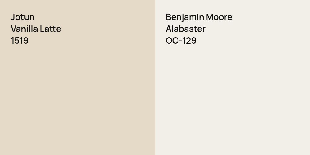 Jotun Vanilla Latte vs. Benjamin Moore Alabaster