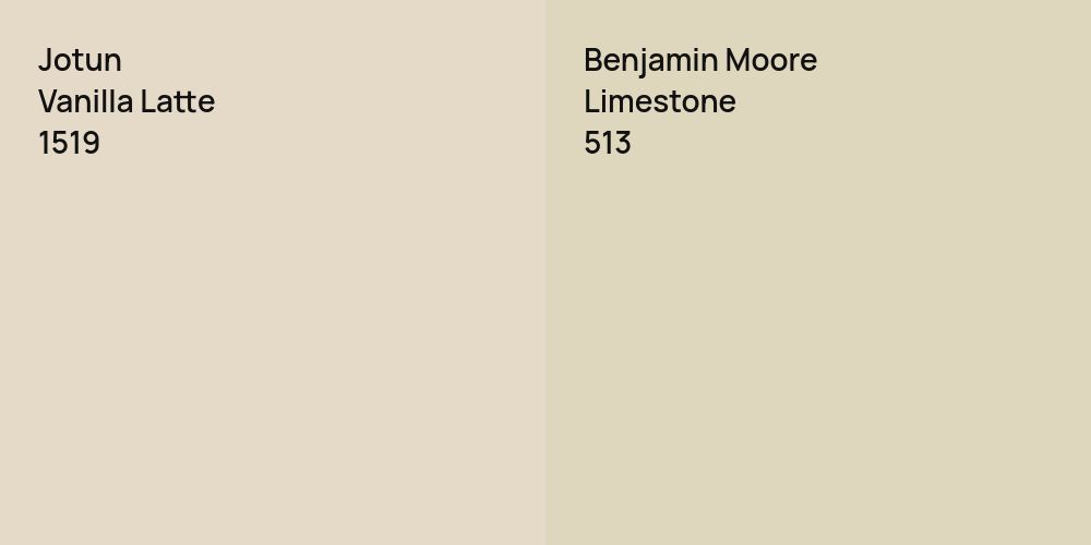 Jotun Vanilla Latte vs. Benjamin Moore Limestone