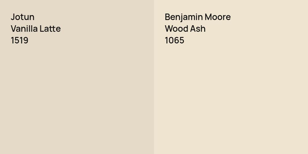 Jotun Vanilla Latte vs. Benjamin Moore Wood Ash