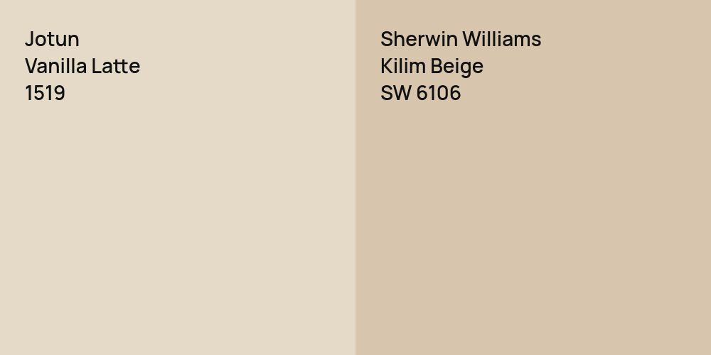 Jotun Vanilla Latte vs. Sherwin Williams Kilim Beige