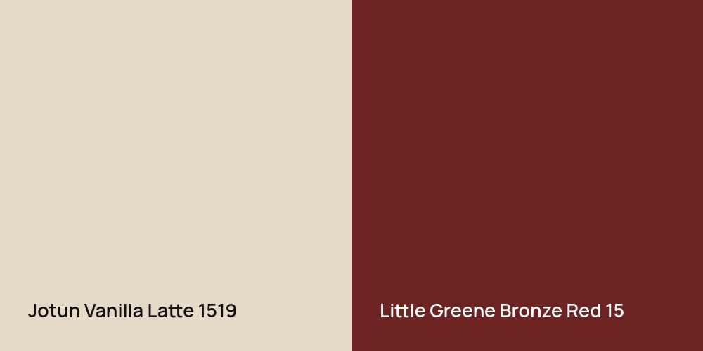 Jotun Vanilla Latte vs. Little Greene Bronze Red