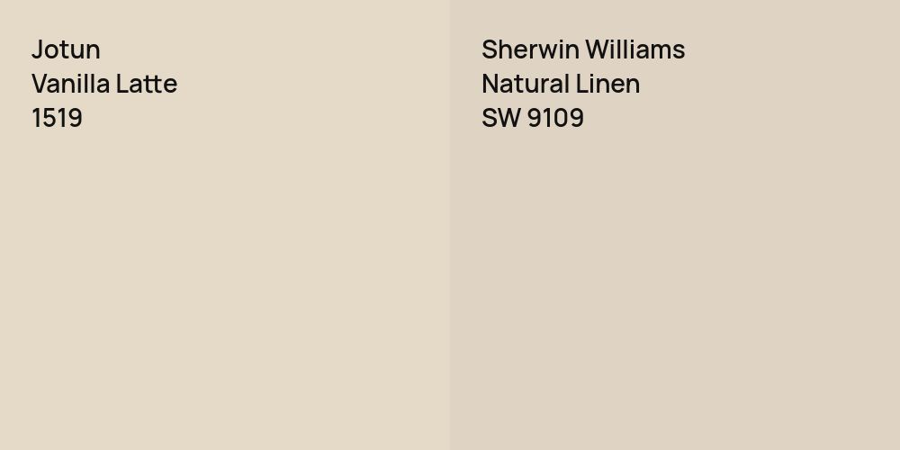 Jotun Vanilla Latte vs. Sherwin Williams Natural Linen