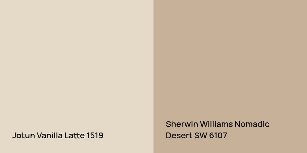 Jotun Vanilla Latte vs. Sherwin Williams Nomadic Desert