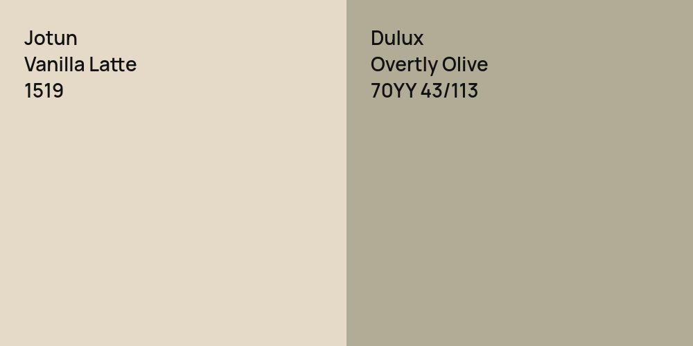 Jotun Vanilla Latte vs. Dulux Overtly Olive