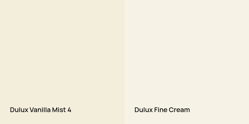 Dulux Vanilla Mist 4 vs. Dulux Fine Cream