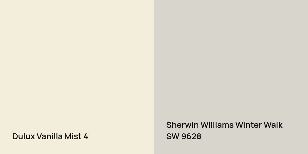 Dulux Vanilla Mist 4 vs. Sherwin Williams Winter Walk