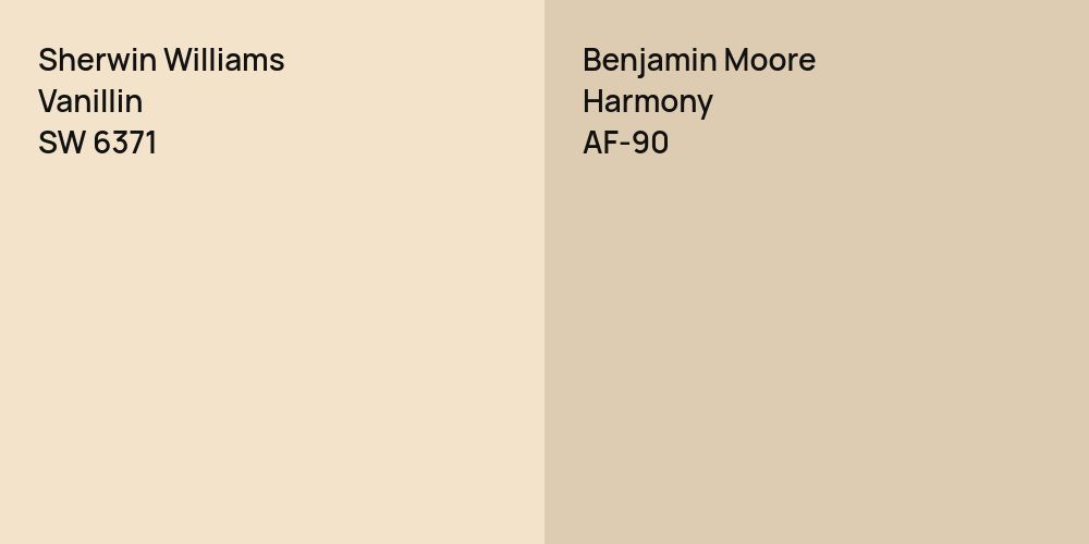 Sherwin Williams Vanillin vs. Benjamin Moore Harmony