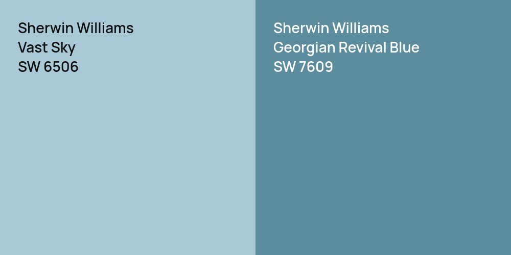 Sherwin Williams Vast Sky vs. Sherwin Williams Georgian Revival Blue