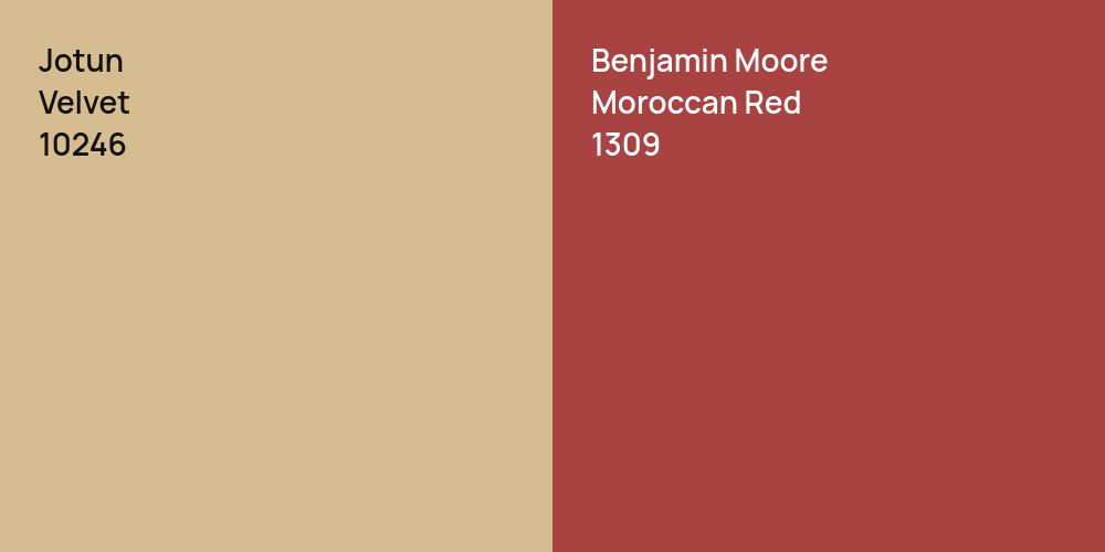 Jotun Velvet vs. Benjamin Moore Moroccan Red