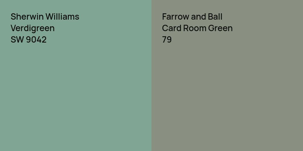 Sherwin Williams Verdigreen vs. Farrow and Ball Card Room Green