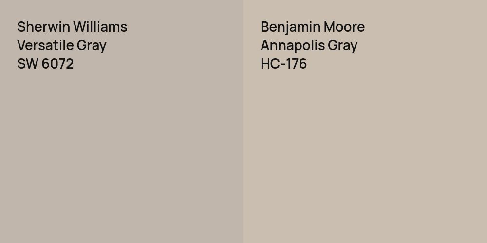 Sherwin Williams Versatile Gray vs. Benjamin Moore Annapolis Gray