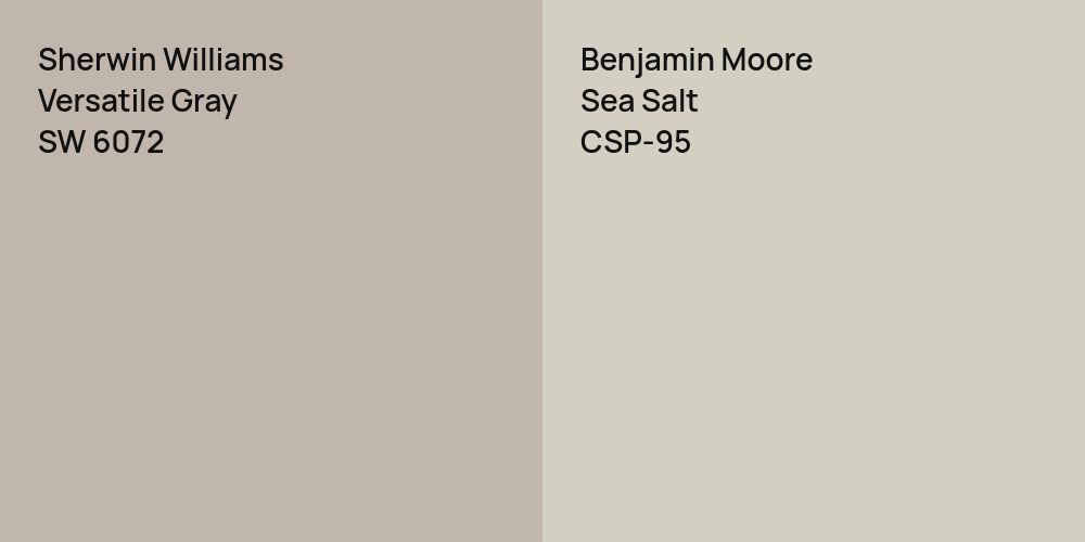 Sherwin Williams Versatile Gray vs. Benjamin Moore Sea Salt