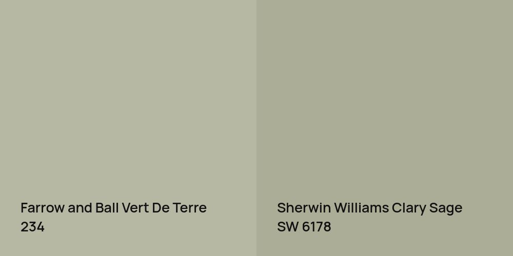 Farrow and Ball Vert De Terre vs. Sherwin Williams Clary Sage