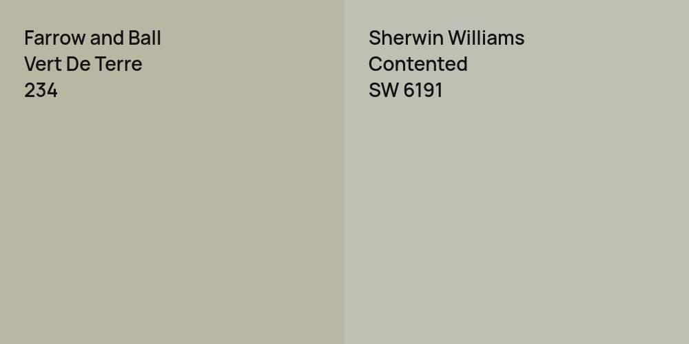 Farrow and Ball Vert De Terre vs. Sherwin Williams Contented