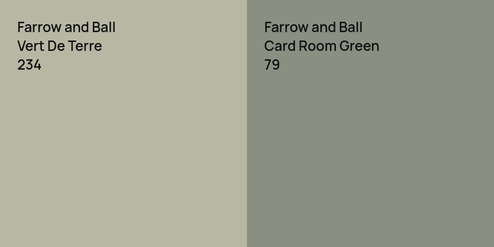 Farrow and Ball Vert De Terre vs. Farrow and Ball Card Room Green