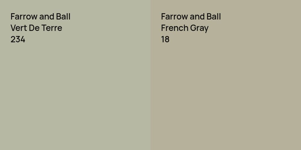 Farrow and Ball Vert De Terre vs. Farrow and Ball French Gray