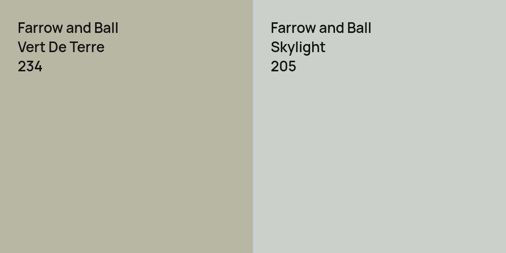 Farrow and Ball Vert De Terre vs. Farrow and Ball Skylight