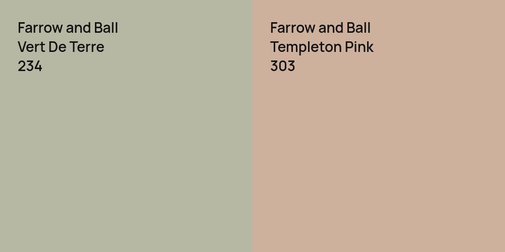 Farrow and Ball Vert De Terre vs. Farrow and Ball Templeton Pink