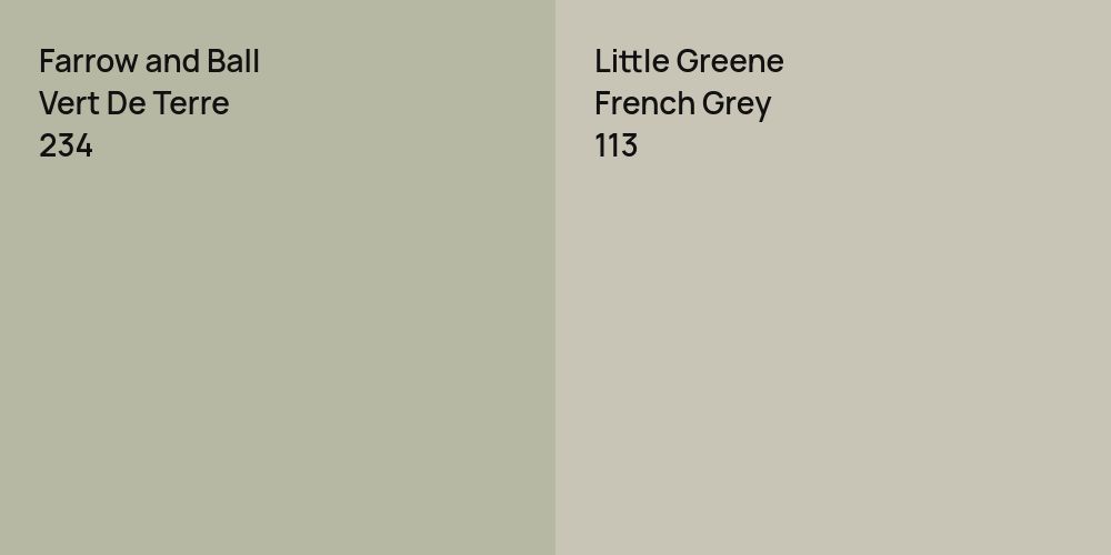 Farrow and Ball Vert De Terre vs. Little Greene French Grey