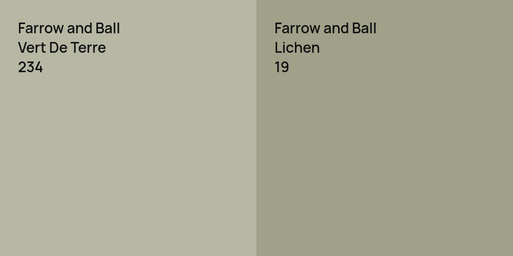 Farrow and Ball Vert De Terre vs. Farrow and Ball Lichen