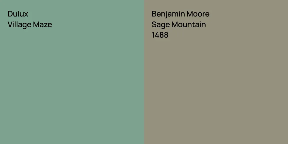 Dulux Village Maze vs. Benjamin Moore Sage Mountain