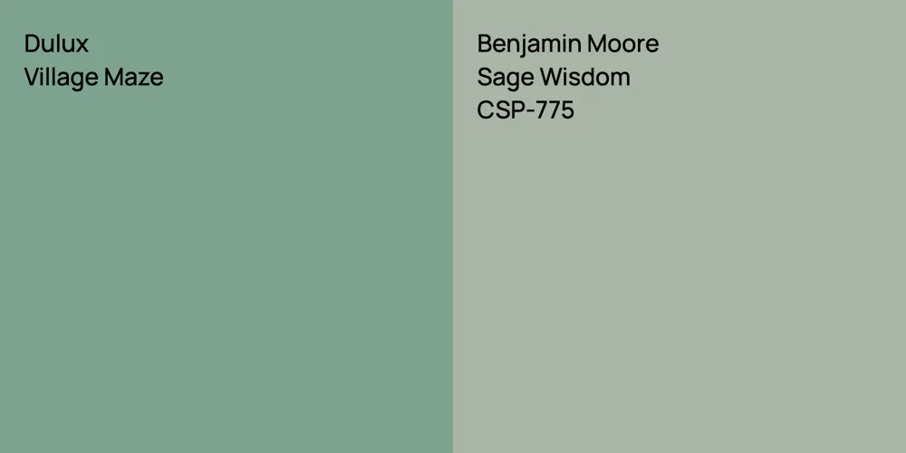 Dulux Village Maze vs. Benjamin Moore Sage Wisdom