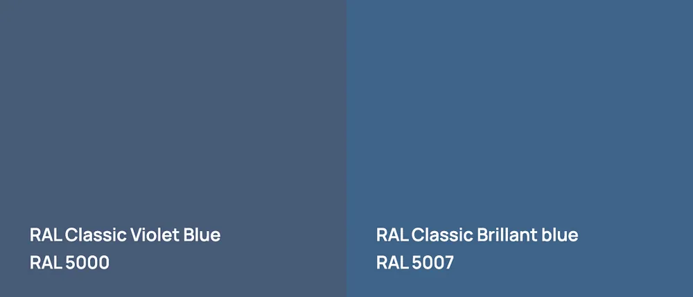 RAL Classic Violet Blue RAL 5000 vs RAL Classic Brillant blue RAL 5007