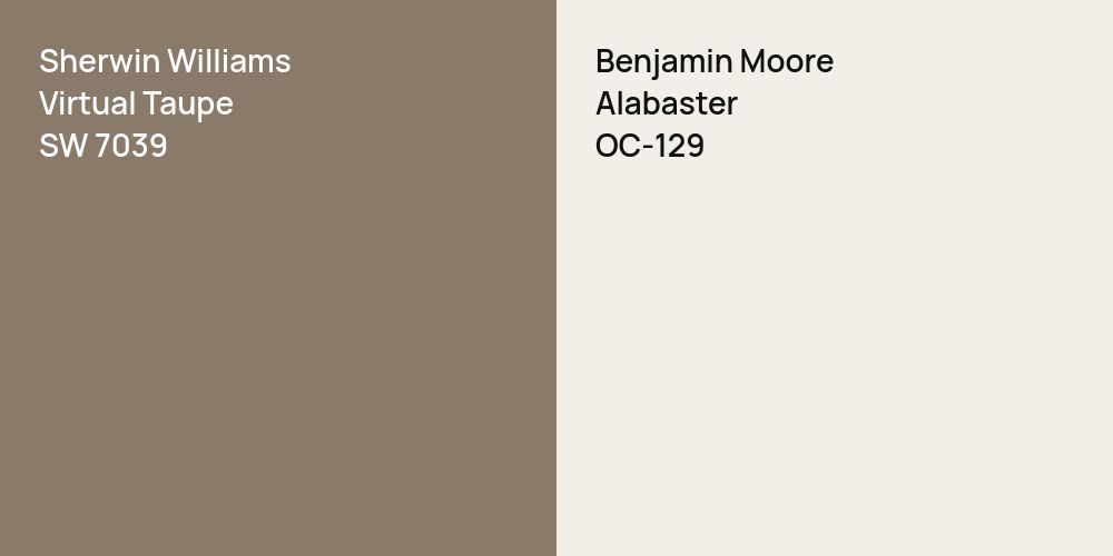 Sherwin Williams Virtual Taupe vs. Benjamin Moore Alabaster