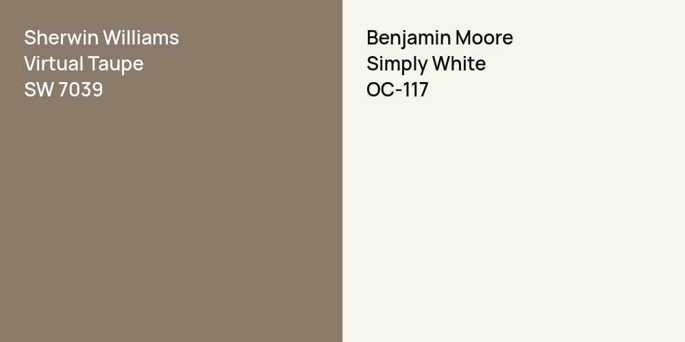 Sherwin Williams Virtual Taupe vs. Benjamin Moore Simply White