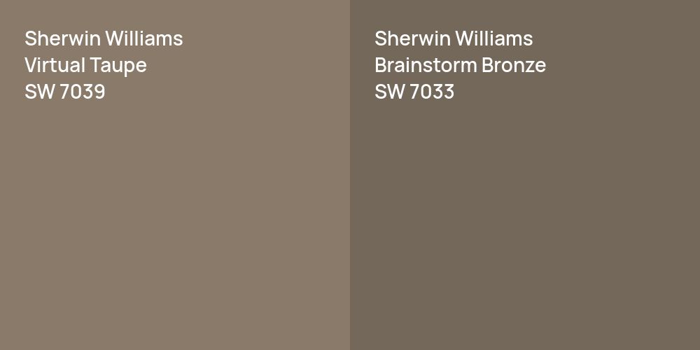 Sherwin Williams Virtual Taupe vs. Sherwin Williams Brainstorm Bronze