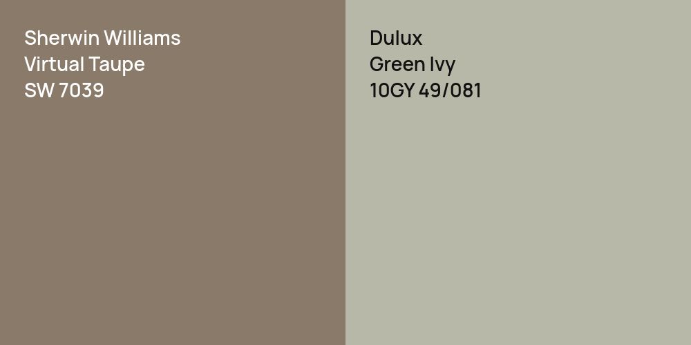 Sherwin Williams Virtual Taupe vs. Dulux Green Ivy