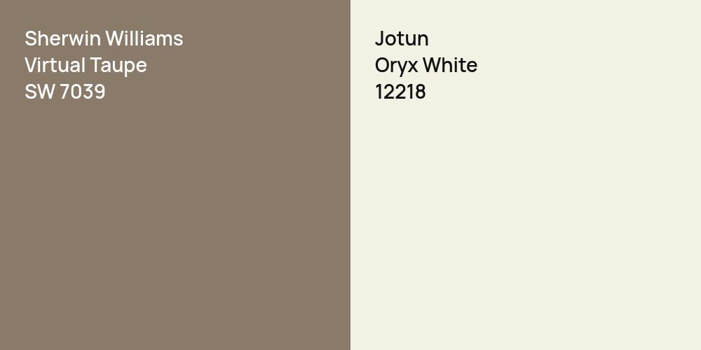 Sherwin Williams Virtual Taupe vs. Jotun Oryx White