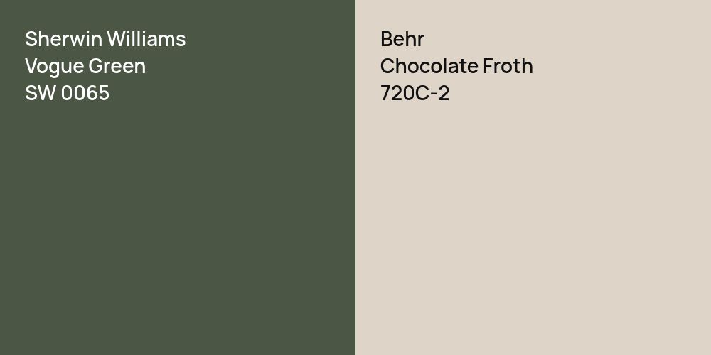 Sherwin Williams Vogue Green vs. Behr Chocolate Froth