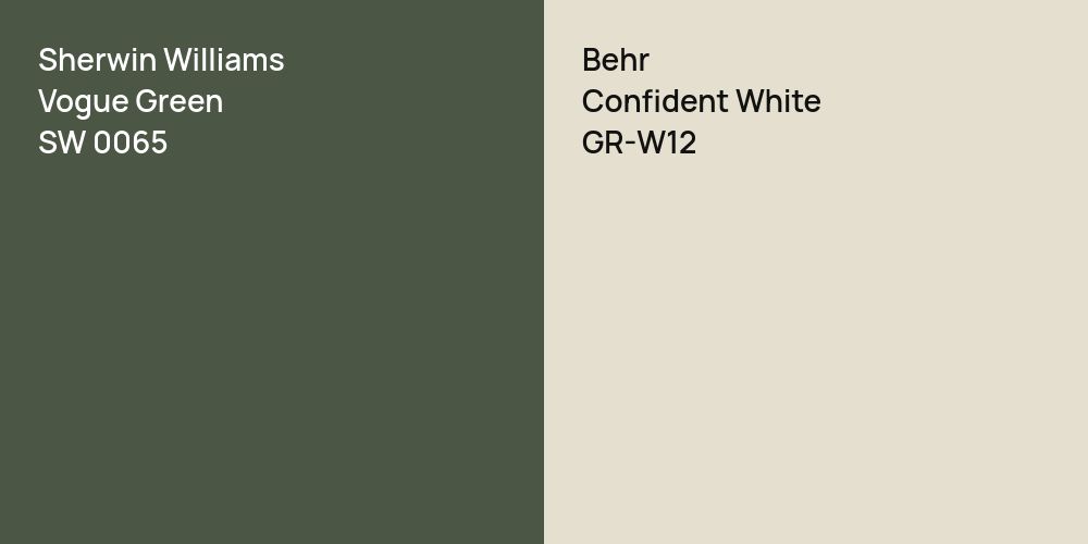 Sherwin Williams Vogue Green vs. Behr Confident White