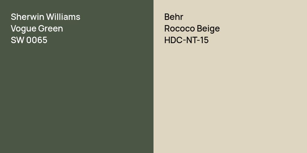 Sherwin Williams Vogue Green vs. Behr Rococo Beige