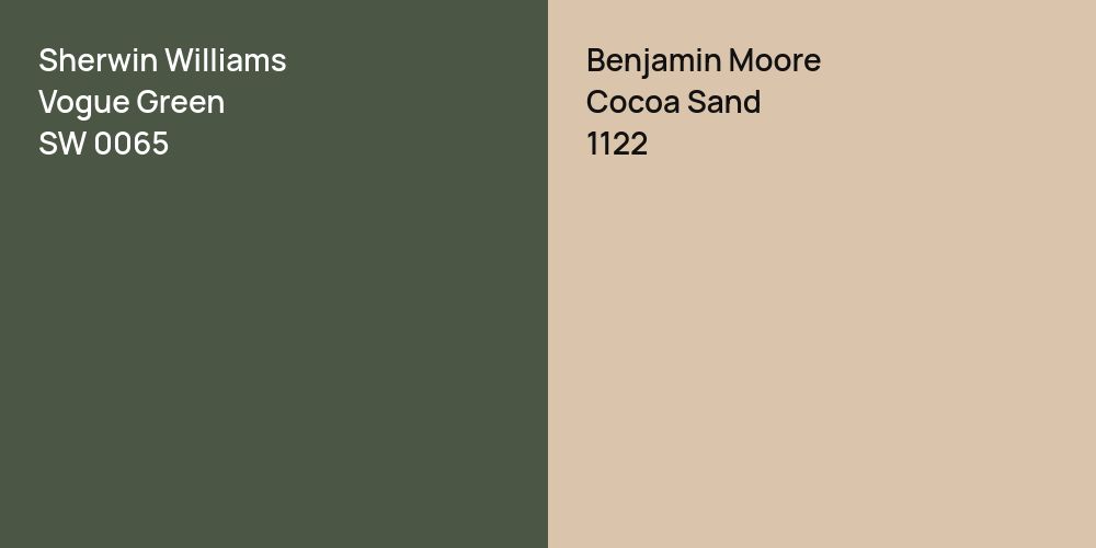 Sherwin Williams Vogue Green vs. Benjamin Moore Cocoa Sand